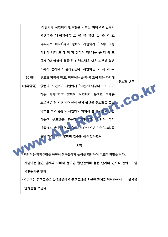 아동관찰및행동연구 한 명의 영유아를 3번 관찰하고 발달영역 중 3가지 발달영역을 선정하여 표본식 기록법으로 기록하고 발달상황을 평가한 후 해당아동에 대한 효율적인 부모면담계획을 제시하라..hwp