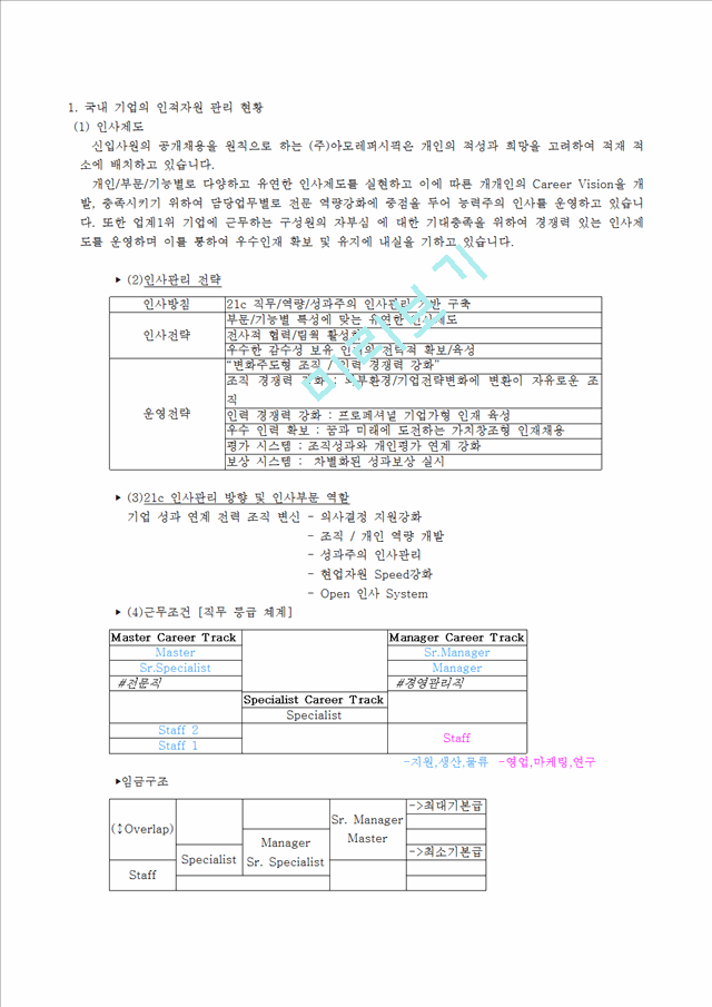 아모레퍼시픽(태평양주식회사) 인사관리 제도 조사.hwp