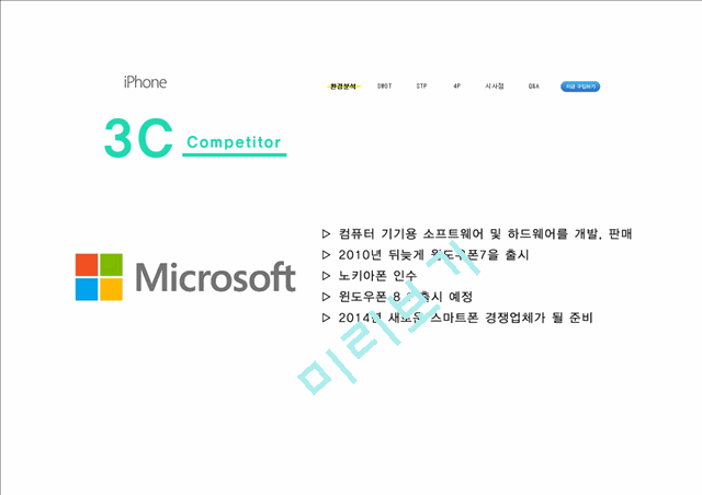 애플 아이폰 마케팅 SWOT,STP,4P전략 분석및 아이폰 향후시사점 PPT.pptx