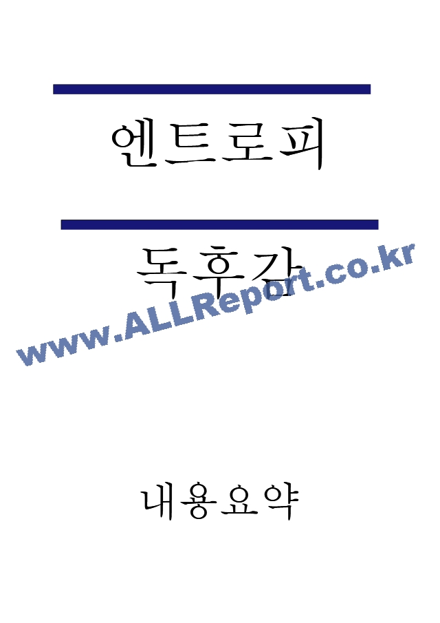 엔트로피 핵심내용 요약과 엔트로피 비평 및 느낀점 - 엔트로피 서평,독후감.hwp