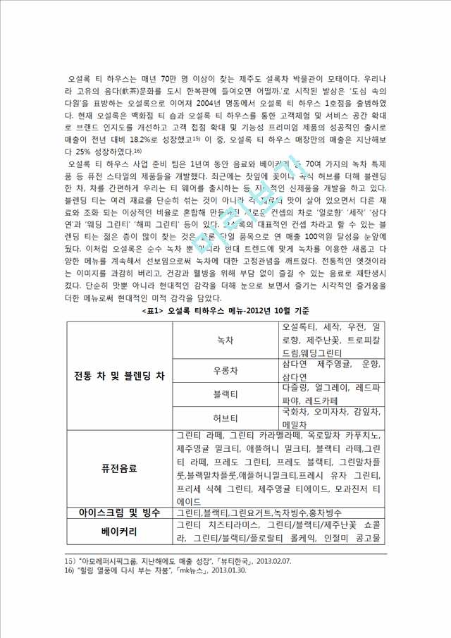 오설록 티하우스 마케팅 4P,STP,SWOT분석과 오설록 새로운 마케팅전략 제안과 나의의견.hwp