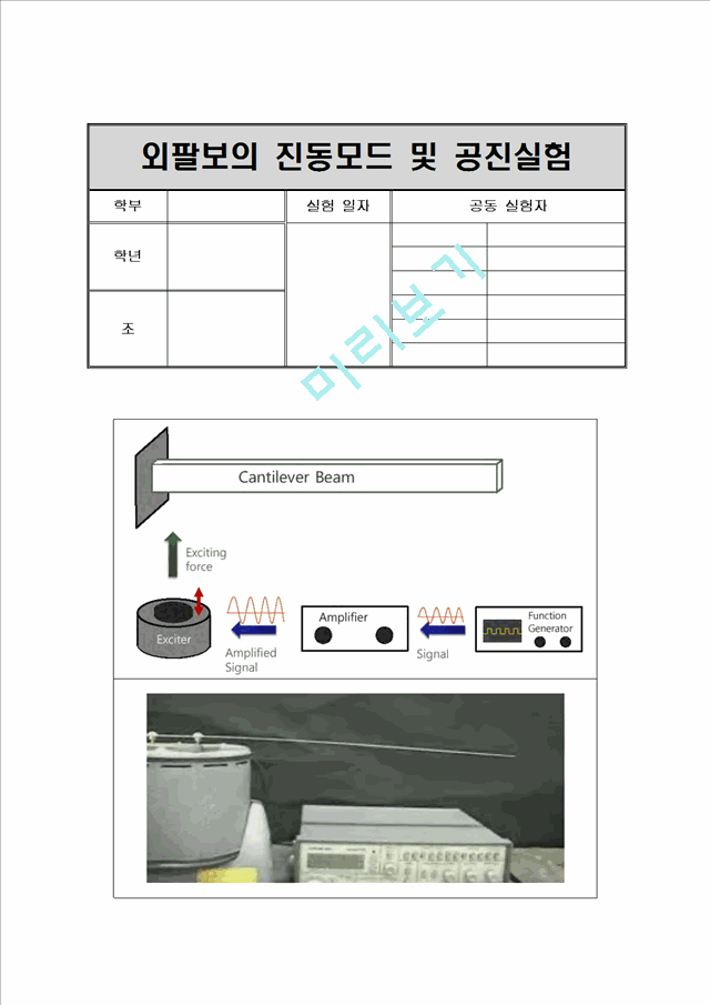 외팔보의 진동모드 및 공진실험.hwp