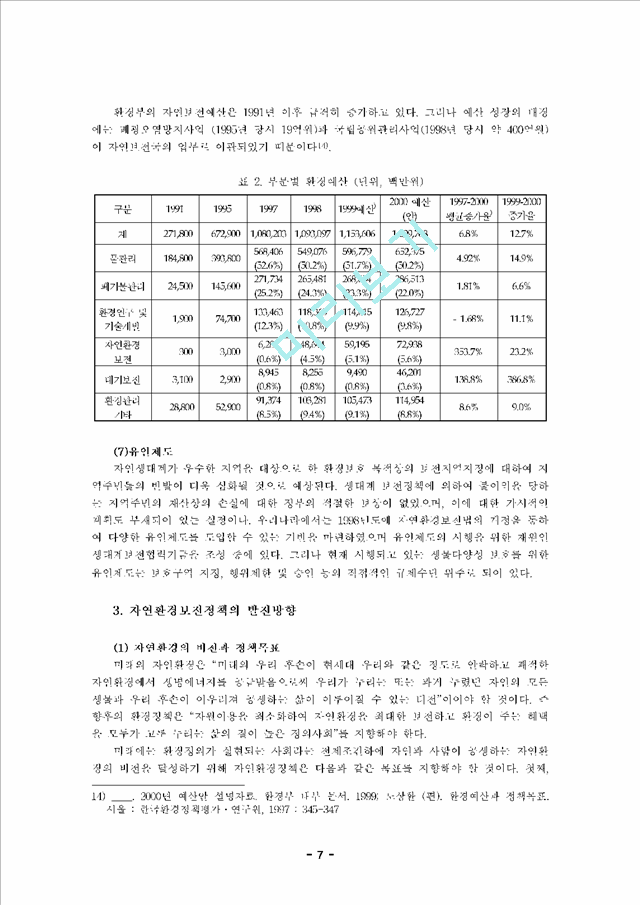 우리나라 자연생태계와 생물다양성의 보전 정책 분석.hwp