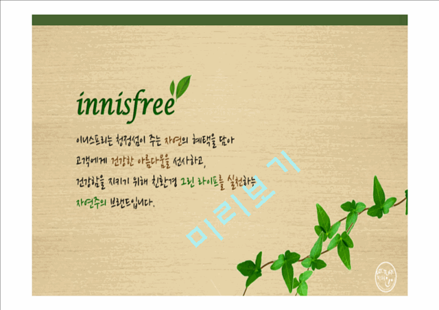 이니스프리 innisfree 마케팅커뮤니케이션 전략분석과 이니스프리 광고전략 제안 PPT.pptx