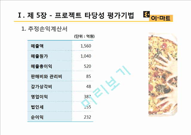 이마트재무분석,이마트재무전략,타당성분석사례,추정재무상태표.pptx