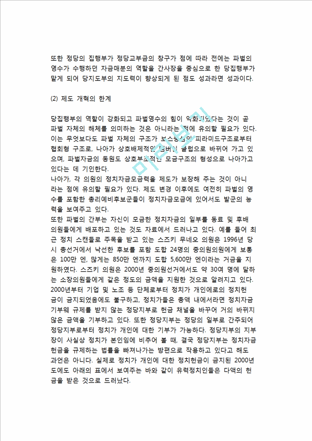 일본 정치자금제도 개혁의 교훈 (일본 정치자금제도 개혁의 내용과 목표).hwp