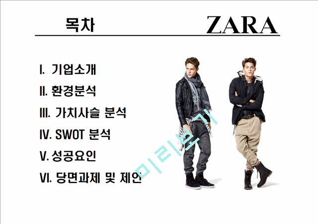 자라(ZARA)의 기업소개와 환경,가치사슬,SWOT분석,성공요인 및 당면과제.pptx