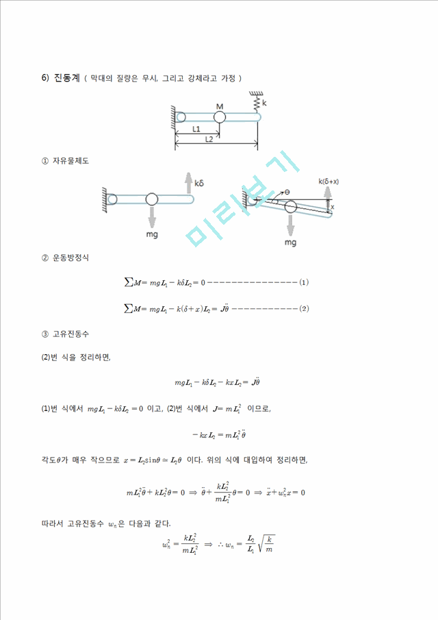 자유진동실험 결과리포트.hwp