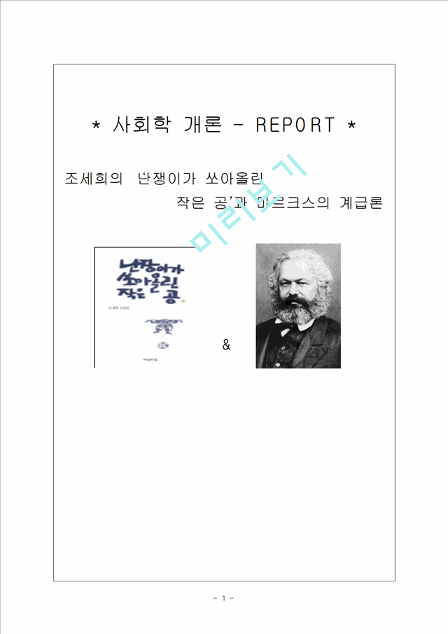 조세희의 ‘난쟁이가 쏘아올린 작은 공’과 마르크스의 계급론.hwp