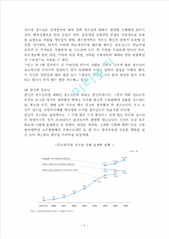 청소년복지-오늘날 다문화 가정 자녀의 문제점과 이들을 청소년 복지차원에서 .hwp