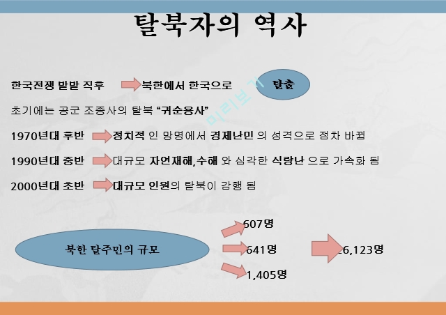 탈북 난민의 개념,탈북자의 역사,망명 경로,국제법상 지위,탈북자들의 망명.pptx