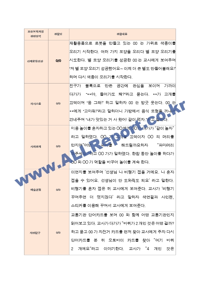 평가제  만 3세 24명 1학기2학기 유아관찰일지.hwp