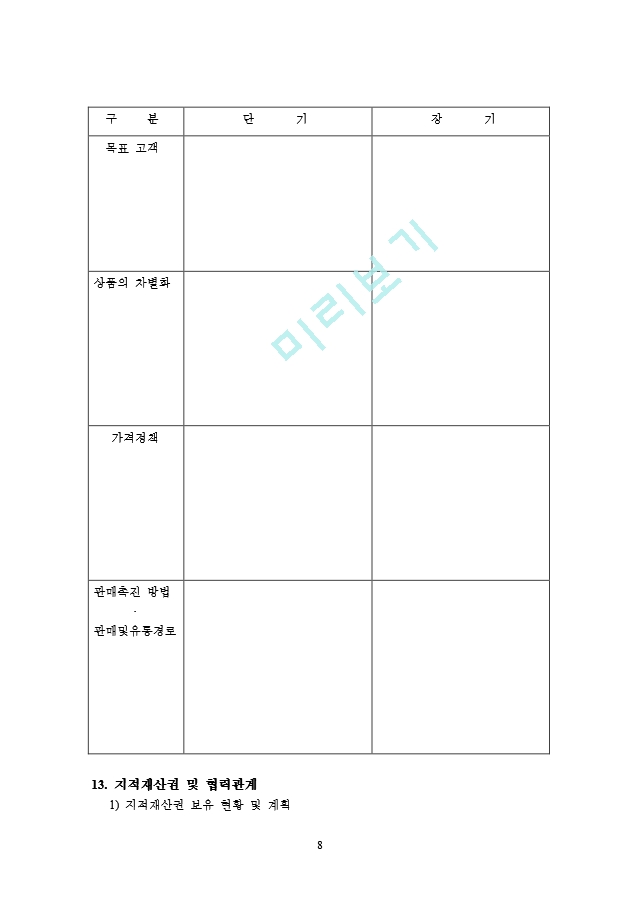 포멀한 사업계획서 틀(양식).doc