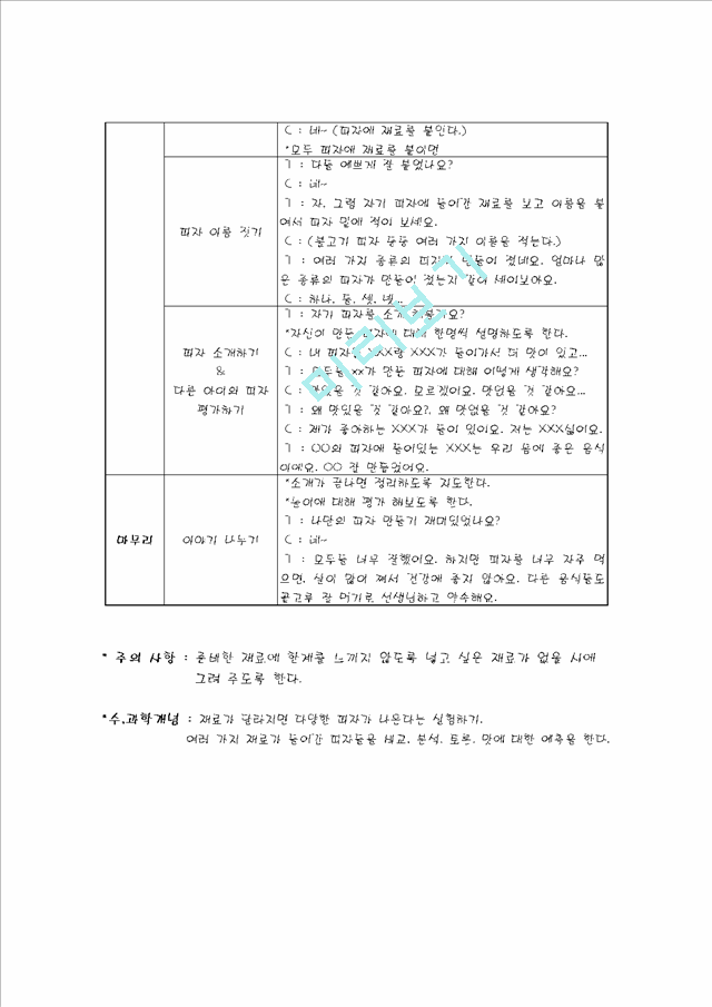 피자만들기에 관한 유아 학습지도안.hwp