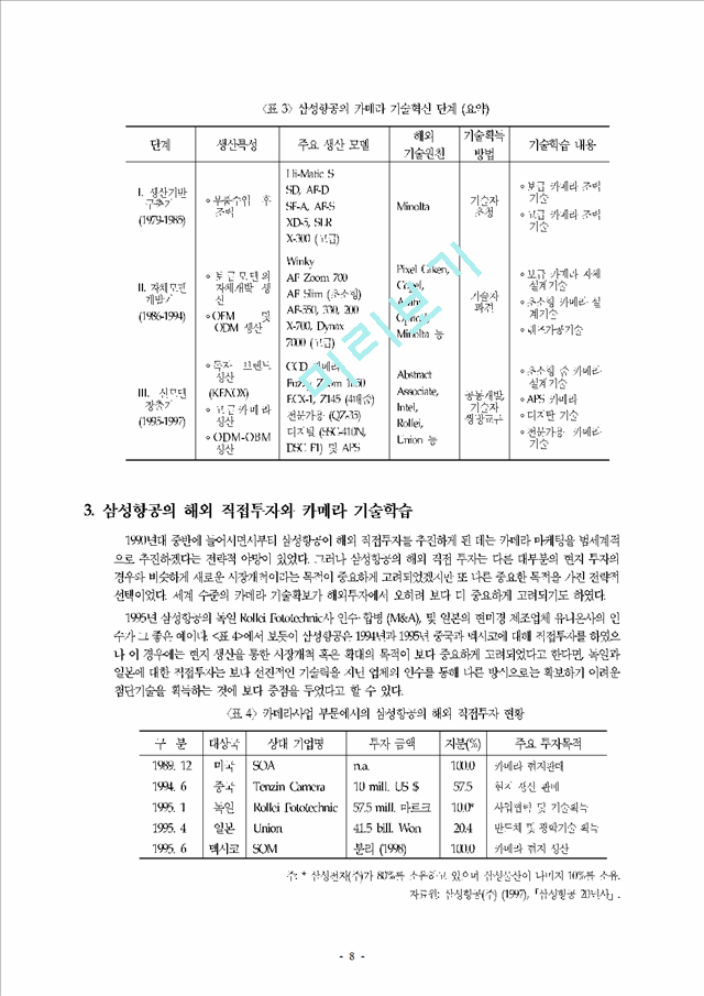 해외 직접투자에 의한 기술혁신능력의 강화에 관한 사례 연구 - 삼성항공의 카메라.hwp