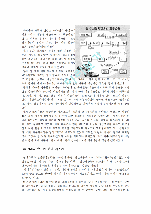 현대 기아차 M&A 사례 및 향후 개선 방안,엠엔에이,기업합병,현대기아합병,현대기아,인수합병.hwp