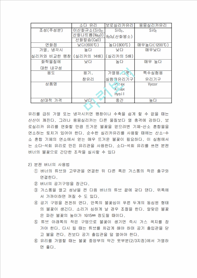 화학실험 보고서 - 유리세공 실험보고서(예비, 결과 리포트).hwp