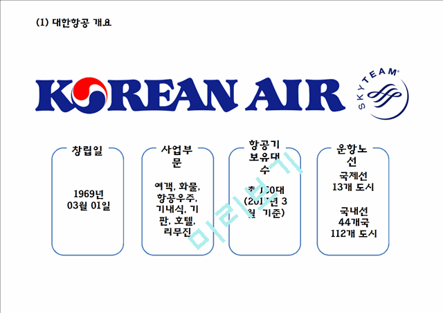 (대한항공 마케팅PPT) 대한항공 기업상황분석과 마케팅 SWOT,STP,4P전략분석및 대한항공 향후시사점분석.pptx