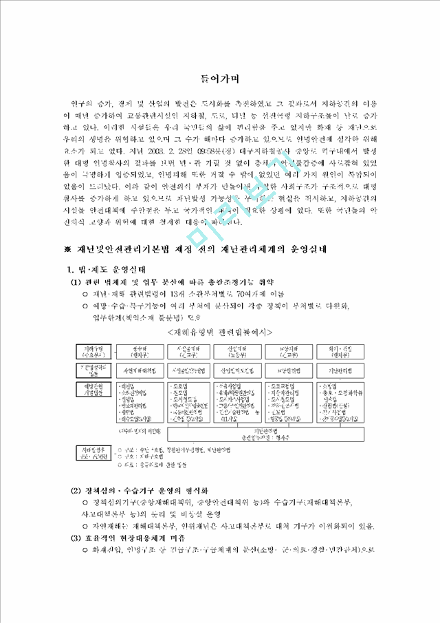 (재난안전관리대책) 대구지하철 참사에 대해.hwp