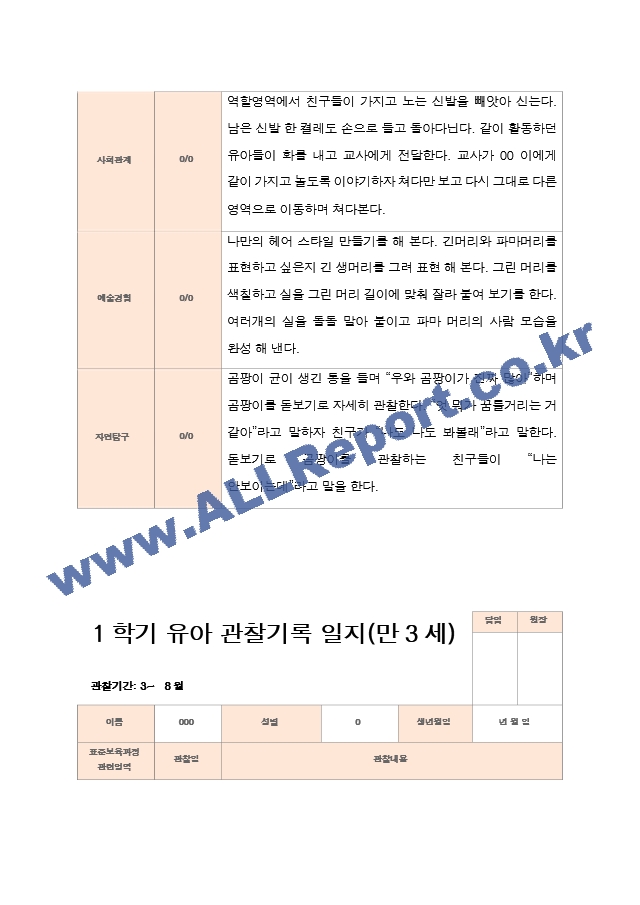 1년 만3세  1학기 2학기 17명의  관찰일지 34페이지.hwp