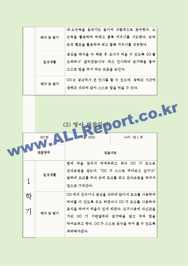 1년 (3월-2월) 만1세 관찰일지와 영역별 발달평가 (10명 20Page 분량 관찰일지).hwp