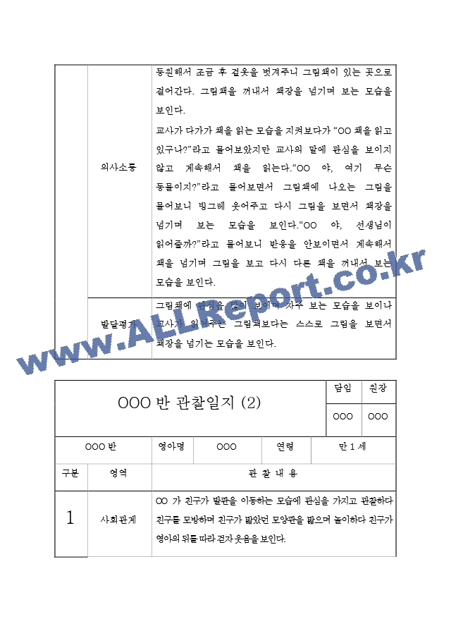 1학기 만1세 영아 관찰일지 (관찰일지＋발달평가).hwp