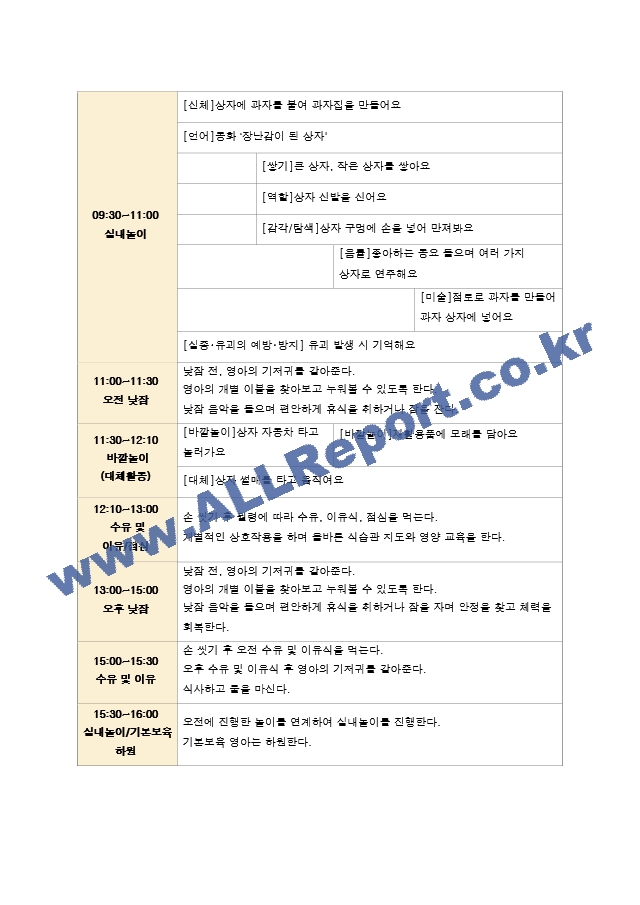 11월 보육일지  만 0세 1주-5주  재미있는 놀이를 해요.hwp