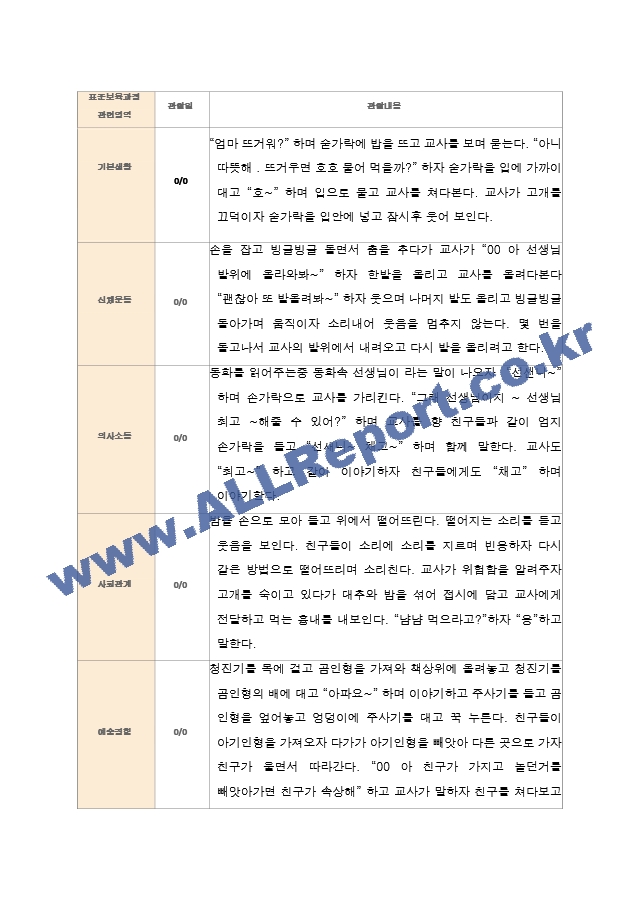 2학기 관찰일지와 발달평가와 상담일지 만 1세 10명.hwp