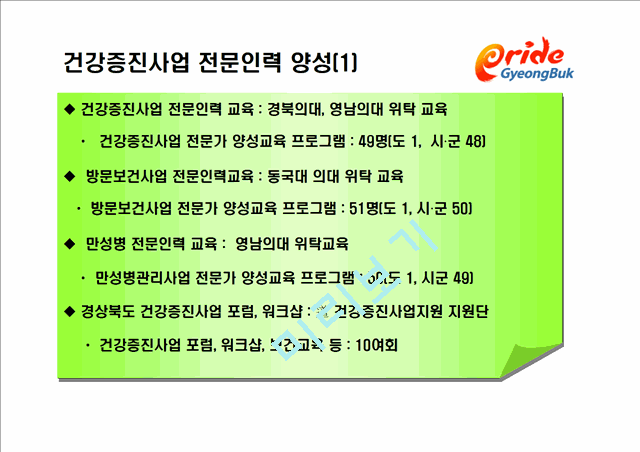 2009년 건강증진사업 방향 설명 - 경상북도.ppt