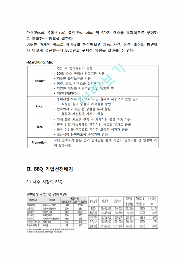 BBQ 비비큐 해외시장(미국시장)진출 전략분석과 BBQ SWOT,4P전략분석및 BBQ 향후과제분석.hwp