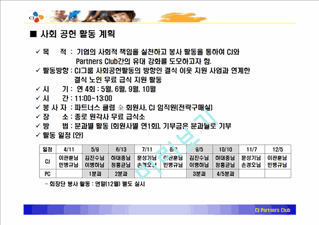 CJ  Partners  Club 2006년 1차 운영위원회.ppt