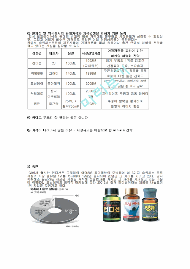 CJ제일제당-컨디션,여명,모닝케어,브랜드마케팅,서비스마케팅,글로벌경영,사례분석,swot,stp,4p.hwp