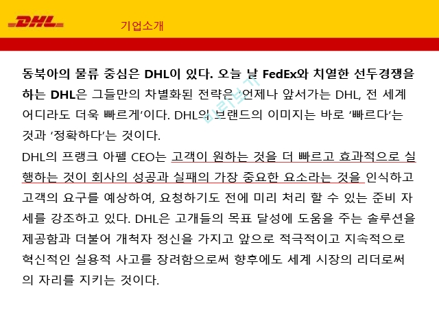 DHL 기업분석,DHL 마케팅사례,DHL 항공 소화물 시장,표적시장선정,FedEx 기업분석,FedEx 비교경영.pptx