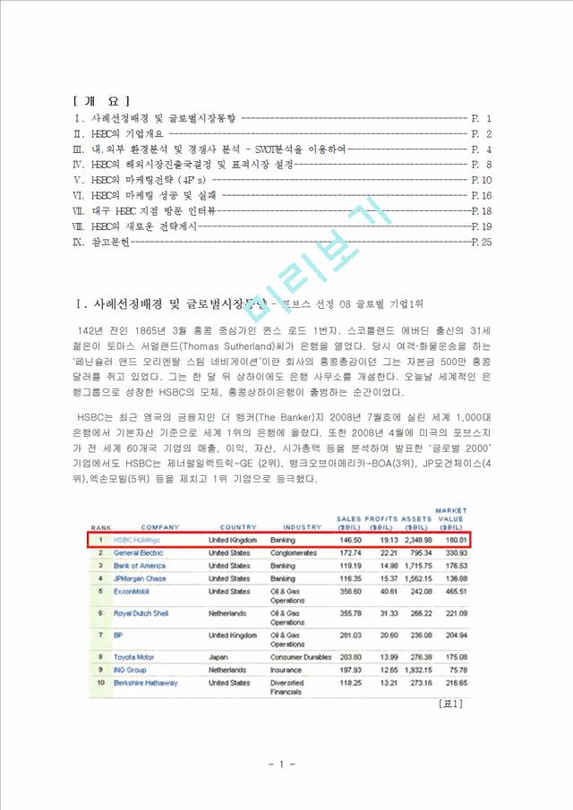 HSBC의 글로벌 전략 분석 및 제안,HSBC마케팅전략,HSBC해외시장진출.hwp