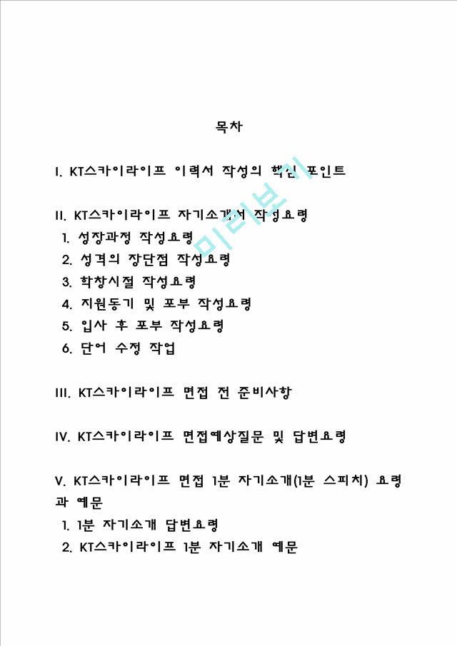 KT스카이라이프 자소서 작성법 및 면접질문 답변방법, KT스카이라이프 자기소개서 작성요령과 1분 스피치.hwp