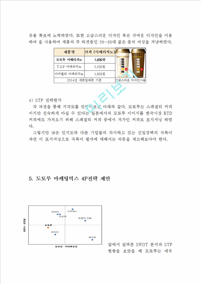 doutor 도토루 한국진출 실패사례분석및 도토루 SWOT,STP분석과 도토루의 한국내 재도약위한 마케팅 4P전략제언 레포트.hwp