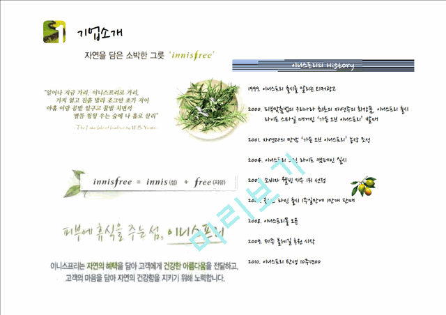 innisfree 이니스프리 마케팅 STP,4P전략분석과 이니스프리 SWOT.3C분석및 새로운 마케팅프로모션 전략제안 PPT.pptx