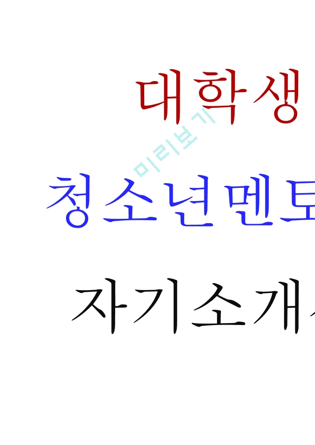 대학생 청소년 교육 봉사 멘토링 지원서(자기소개서) 합격자소서기타자기소개