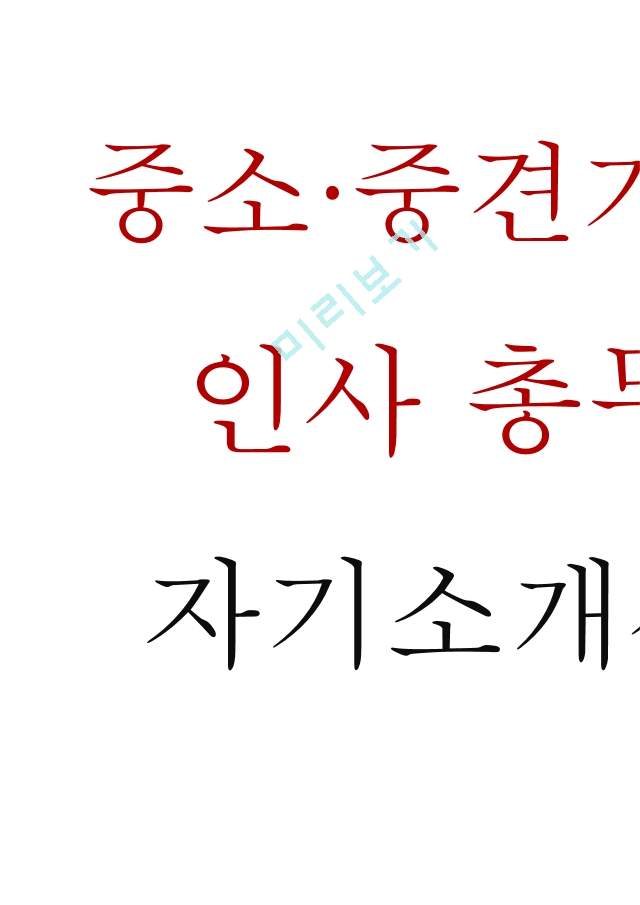 중소,중견기업 인사 총무 자기소개서(+인사 총무직 주요 면접질문 리스트)기타자기소개